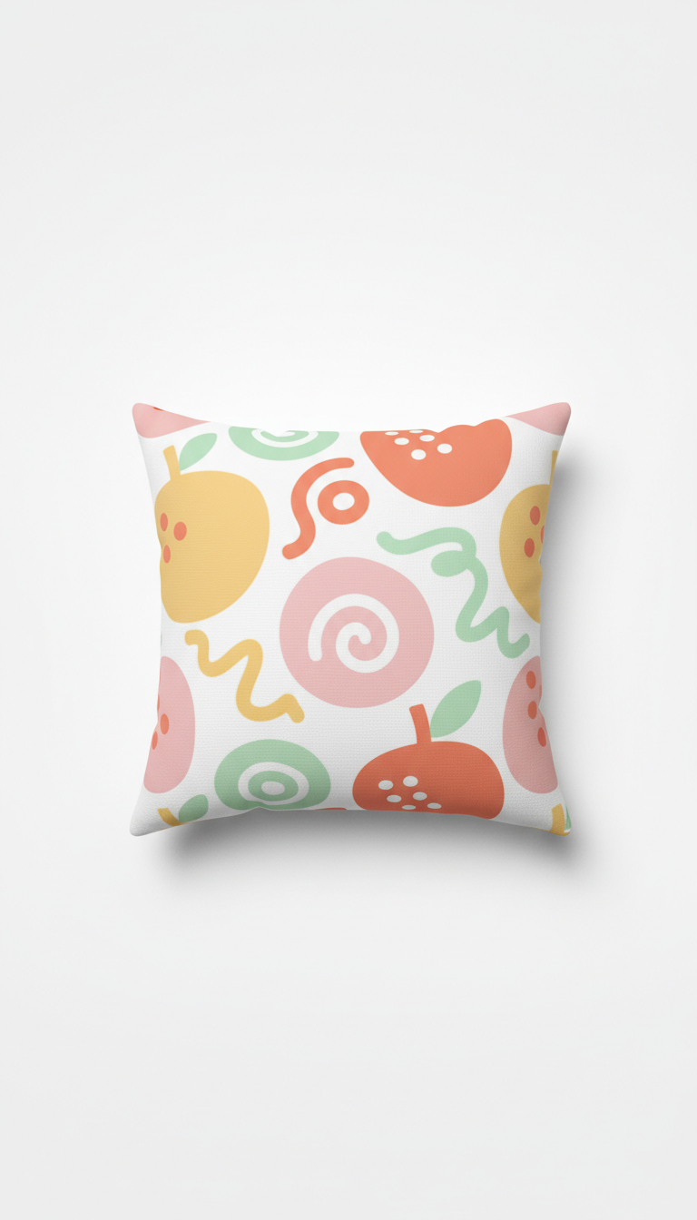 Peach Pop Throw Pillow With Playful Pattern