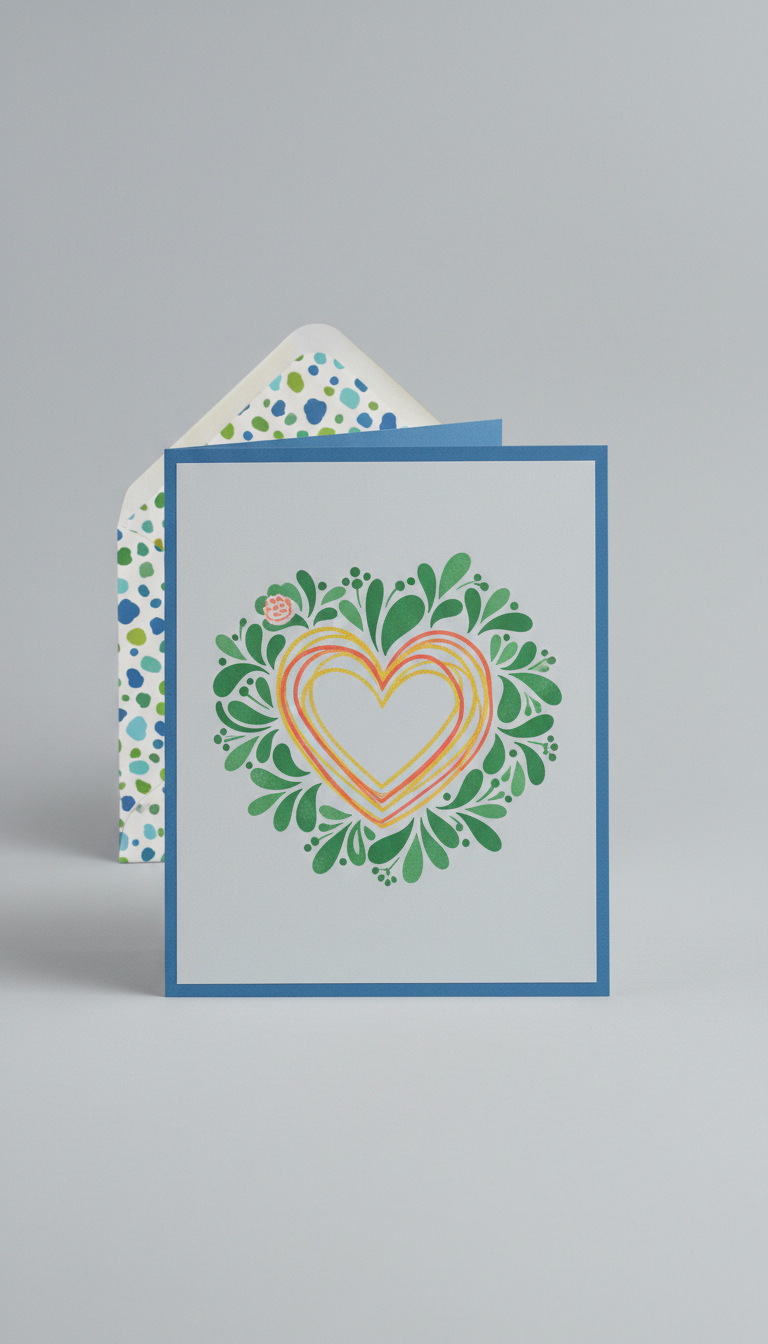 Love Greeting Card With Fresh Green Accent